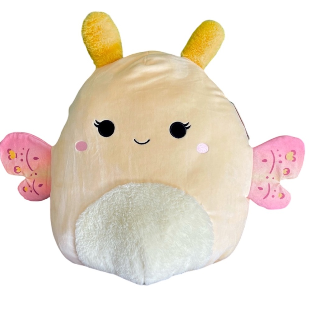 Squishmallows Miry the Moth Yellow 16" NWT pink wings
